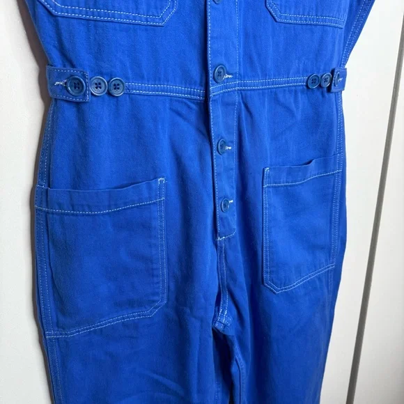 Reformation Morgan Cotton Twill Jumpsuit Blue NWOT size 2 - Picture 4 of 10